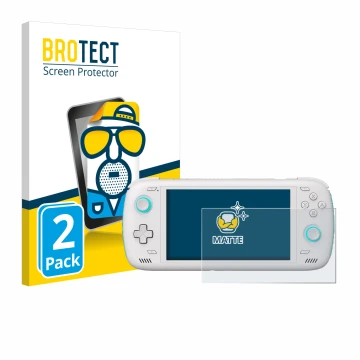 Vorderseite einer Produktverpackung mit dem Markenlogo BROTECT. Daneben ist das Gerät AYN Odin 2 mit dem zugehörigen Displaysc