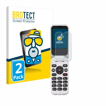 Vorderseite einer Produktverpackung mit dem Markenlogo BROTECT. Daneben ist das Gerät Doro 6820 mit dem zugehörigen Displaysch