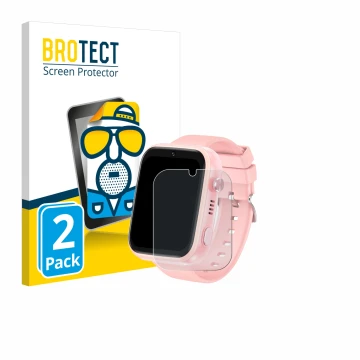 Vorderseite einer Produktverpackung mit dem Markenlogo BROTECT. Daneben ist das Gerät jianyana 4G Kids Smartwatch mit dem zuge