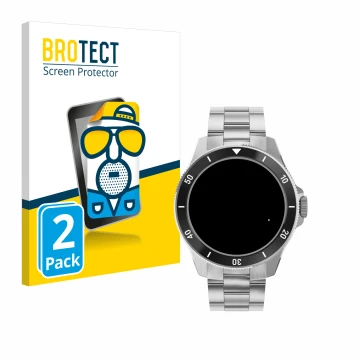 Vorderseite einer Produktverpackung mit dem Markenlogo BROTECT. Daneben ist das Gerät Withings ScanWatch Nova (42 mm) mit dem 