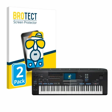Vorderseite einer Produktverpackung mit dem Markenlogo BROTECT. Daneben ist das Gerät Yamaha Genos2 mit dem zugehörigen Displa