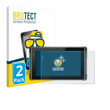 Vorderseite einer Produktverpackung mit dem Markenlogo BROTECT. Daneben ist das Gerät Hugerock X7 mit dem zugehörigen Displays