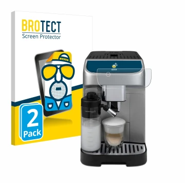 Vorderseite einer Produktverpackung mit dem Markenlogo BROTECT. Daneben ist das Gerät DeLonghi Magnifica Plus mit dem zugehöri