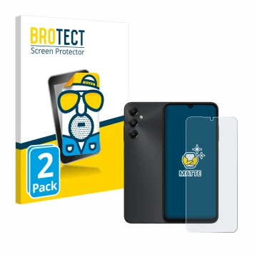 Vorderseite einer Produktverpackung mit dem Markenlogo BROTECT. Daneben ist das Gerät Samsung Galaxy A05s mit dem zugehörigen 