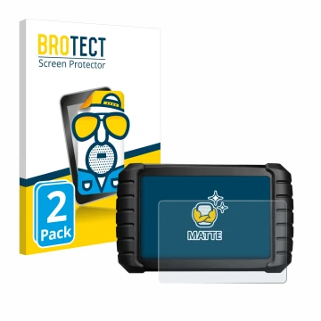 Vorderseite einer Produktverpackung mit dem Markenlogo BROTECT. Daneben ist das Gerät iCarsoft CR Max BT (2024) mit dem zugehö