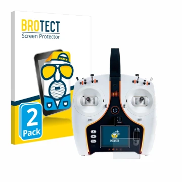 Vorderseite einer Produktverpackung mit dem Markenlogo BROTECT. Daneben ist das Gerät Spektrum NX7e mit dem zugehörigen Displa