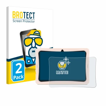 Vorderseite einer Produktverpackung mit dem Markenlogo BROTECT. Daneben ist das Gerät Doogee U10 Kid mit dem zugehörigen Displ