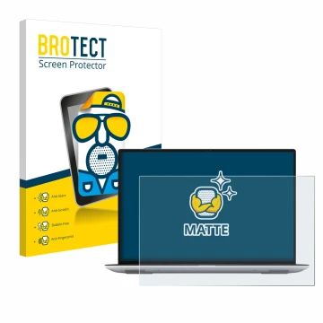 Vorderseite einer Produktverpackung mit dem Markenlogo BROTECT. Daneben ist das Gerät Dell Precision 5480 Non-Touch mit dem zu