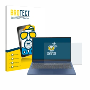 Vorderseite einer Produktverpackung mit dem Markenlogo BROTECT. Daneben ist das Gerät Lenovo IdeaPad Slim 3 Gen 8 15
