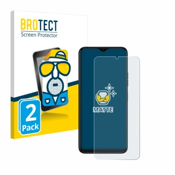 Vorderseite einer Produktverpackung mit dem Markenlogo BROTECT. Daneben ist das Gerät Tecno Spark 10 5G mit dem zugehörigen Di