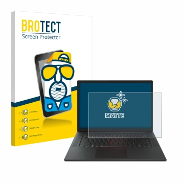 Vorderseite einer Produktverpackung mit dem Markenlogo BROTECT. Daneben ist das Gerät Lenovo ThinkPad P1 Gen 6 16