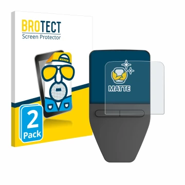 Vorderseite einer Produktverpackung mit dem Markenlogo BROTECT. Daneben ist das Gerät Trezor Safe 3 mit dem zugehörigen Displa