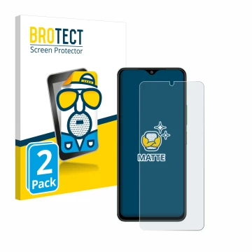 Vorderseite einer Produktverpackung mit dem Markenlogo BROTECT. Daneben ist das Gerät Xiaomi Redmi A3 mit dem zugehörigen Disp