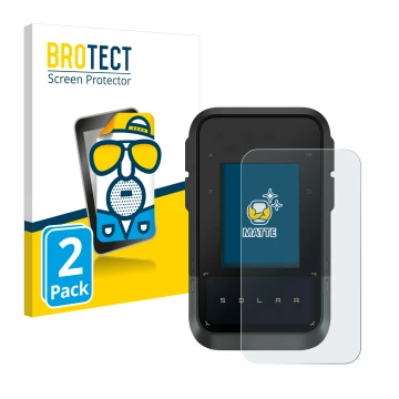 Vorderseite einer Produktverpackung mit dem Markenlogo BROTECT. Daneben ist das Gerät Garmin eTrex Solar mit dem zugehörigen D