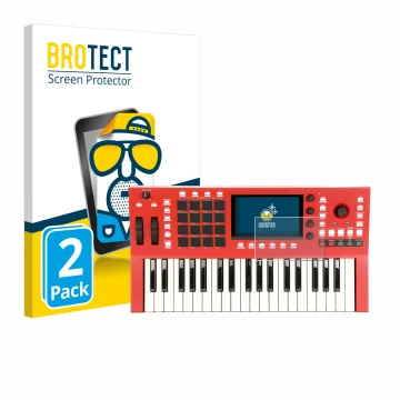 Vorderseite einer Produktverpackung mit dem Markenlogo BROTECT. Daneben ist das Gerät Akai Professional MPC Key 37 mit dem zug