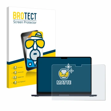 Vorderseite einer Produktverpackung mit dem Markenlogo BROTECT. Daneben ist das Gerät Apple MacBook Air 13