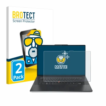 Vorderseite einer Produktverpackung mit dem Markenlogo BROTECT. Daneben ist das Gerät Lenovo ThinkPad Z13 Gen 2 mit dem zugehö