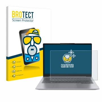 Vorderseite einer Produktverpackung mit dem Markenlogo BROTECT. Daneben ist das Gerät Lenovo ThinkBook 16 Gen 6 mit dem zugehö