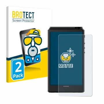 Vorderseite einer Produktverpackung mit dem Markenlogo BROTECT. Daneben ist das Gerät Hiby R6 III mit dem zugehörigen Displays