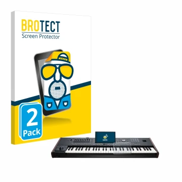 Vorderseite einer Produktverpackung mit dem Markenlogo BROTECT. Daneben ist das Gerät KORG Pa5X mit dem zugehörigen Displaysch