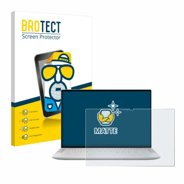 Vorderseite einer Produktverpackung mit dem Markenlogo BROTECT. Daneben ist das Gerät Dell XPS 14 9440 Touch mit dem zugehörig