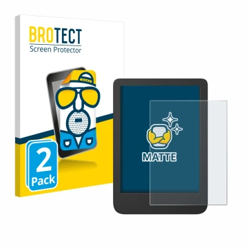 Vorderseite einer Produktverpackung mit dem Markenlogo BROTECT. Daneben ist das Gerät Tolino Shine 5 Color 2024 mit dem zugehö