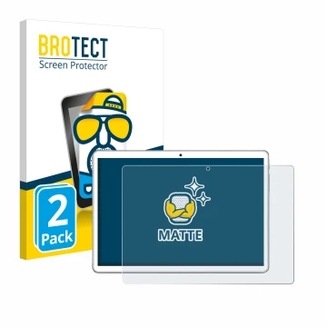 Vorderseite einer Produktverpackung mit dem Markenlogo BROTECT. Daneben ist das Gerät niuniutab KT107 mit dem zugehörigen Disp