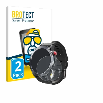 Vorderseite einer Produktverpackung mit dem Markenlogo BROTECT. Daneben ist das Gerät Darmowade Smartwatch 1.32