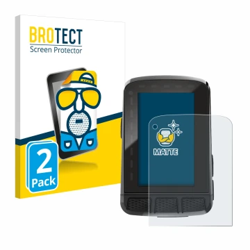 Vorderseite einer Produktverpackung mit dem Markenlogo BROTECT. Daneben ist das Gerät Wahoo Elemnt Roam V2 GPS mit dem zugehör