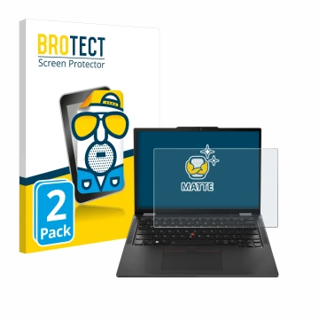 Vorderseite einer Produktverpackung mit dem Markenlogo BROTECT. Daneben ist das Gerät Lenovo ThinkPad X13 Gen 5 mit dem zugehö