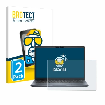 Vorderseite einer Produktverpackung mit dem Markenlogo BROTECT. Daneben ist das Gerät Dell Latitude 7350 Laptop mit dem zugehö