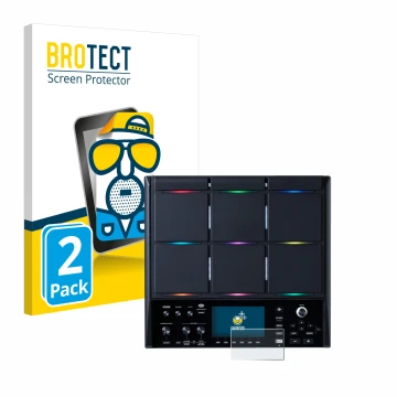 Vorderseite einer Produktverpackung mit dem Markenlogo BROTECT. Daneben ist das Gerät Roland SPD-SX PRO mit dem zugehörigen Di