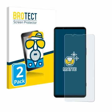 Vorderseite einer Produktverpackung mit dem Markenlogo BROTECT. Daneben ist das Gerät Sony Xperia 1 VI mit dem zugehörigen Dis