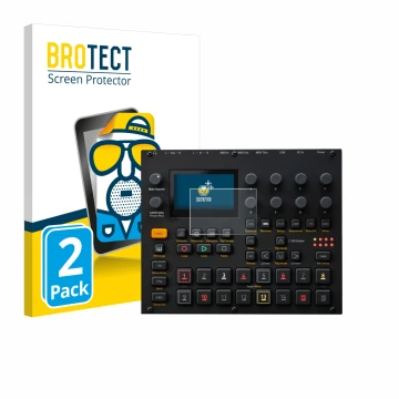 Vorderseite einer Produktverpackung mit dem Markenlogo BROTECT. Daneben ist das Gerät Elektron Digitakt II mit dem zugehörigen
