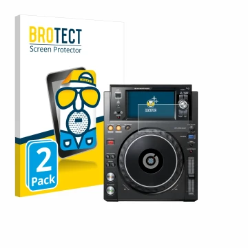 Vorderseite einer Produktverpackung mit dem Markenlogo BROTECT. Daneben ist das Gerät Pioneer XDJ -1000MK2 mit dem zugehörigen