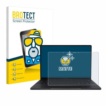 Vorderseite einer Produktverpackung mit dem Markenlogo BROTECT. Daneben ist das Gerät ASUS ProArt PX13 mit dem zugehörigen Dis