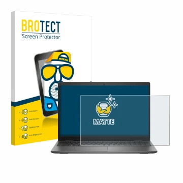 Vorderseite einer Produktverpackung mit dem Markenlogo BROTECT. Daneben ist das Gerät Dell Latitude 15 3540 mit dem zugehörige