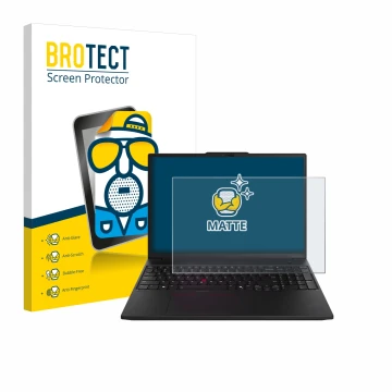 Vorderseite einer Produktverpackung mit dem Markenlogo BROTECT. Daneben ist das Gerät Lenovo ThinkPad P16s Gen 3 mit dem zugeh