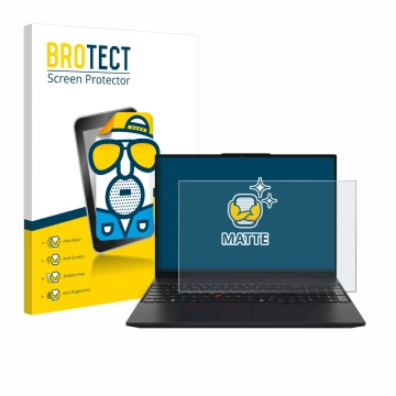 Vorderseite einer Produktverpackung mit dem Markenlogo BROTECT. Daneben ist das Gerät Lenovo ThinkPad L16 Gen 1 mit dem zugehö