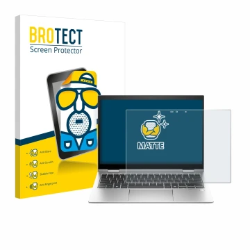 Vorderseite einer Produktverpackung mit dem Markenlogo BROTECT. Daneben ist das Gerät HP Elite x360 830 G11 2-in-1 mit dem zug