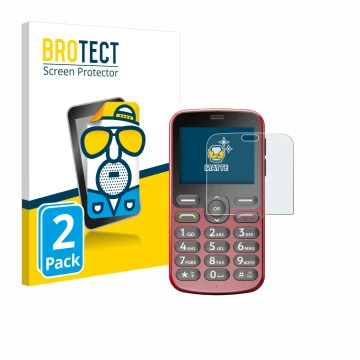 Vorderseite einer Produktverpackung mit dem Markenlogo BROTECT. Daneben ist das Gerät Doro 1880 mit dem zugehörigen Displaysch