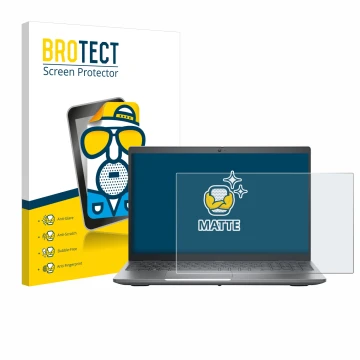 Vorderseite einer Produktverpackung mit dem Markenlogo BROTECT. Daneben ist das Gerät Dell Precision 3580 mit dem zugehörigen 