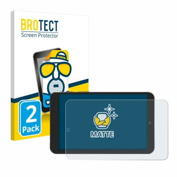 Vorderseite einer Produktverpackung mit dem Markenlogo BROTECT. Daneben ist das Gerät Mediacom SmartPad Iyo 8 mit dem zugehöri