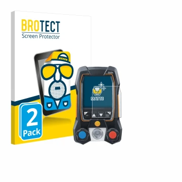 Vorderseite einer Produktverpackung mit dem Markenlogo BROTECT. Daneben ist das Gerät Testo 550s mit dem zugehörigen Displaysc