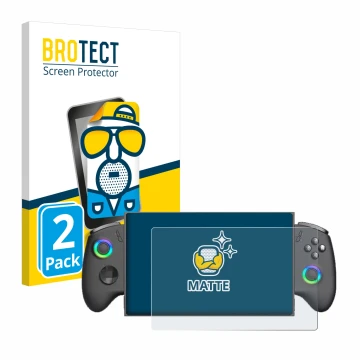 Vorderseite einer Produktverpackung mit dem Markenlogo BROTECT. Daneben ist das Gerät OneXPlayer X1 Mini mit dem zugehörigen D