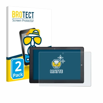Vorderseite einer Produktverpackung mit dem Markenlogo BROTECT. Daneben ist das Gerät Awow AiBook 10 mit dem zugehörigen Displ