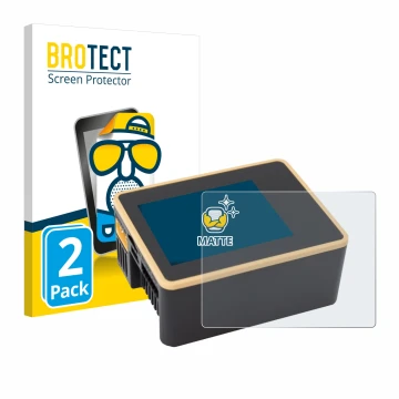 Vorderseite einer Produktverpackung mit dem Markenlogo BROTECT. Daneben ist das Gerät Junsi iCharger X6 mit dem zugehörigen Di