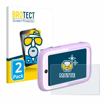 Vorderseite einer Produktverpackung mit dem Markenlogo BROTECT. Daneben ist das Gerät Myfirst Camera 50 mit dem zugehörigen Di