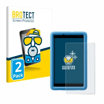 Vorderseite einer Produktverpackung mit dem Markenlogo BROTECT. Daneben ist das Gerät Blackview Tab A5 Kids mit dem zugehörige