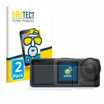 Vorderseite einer Produktverpackung mit dem Markenlogo BROTECT. Daneben ist das Gerät DJI Osmo Action 5 Pro mit dem zugehörige